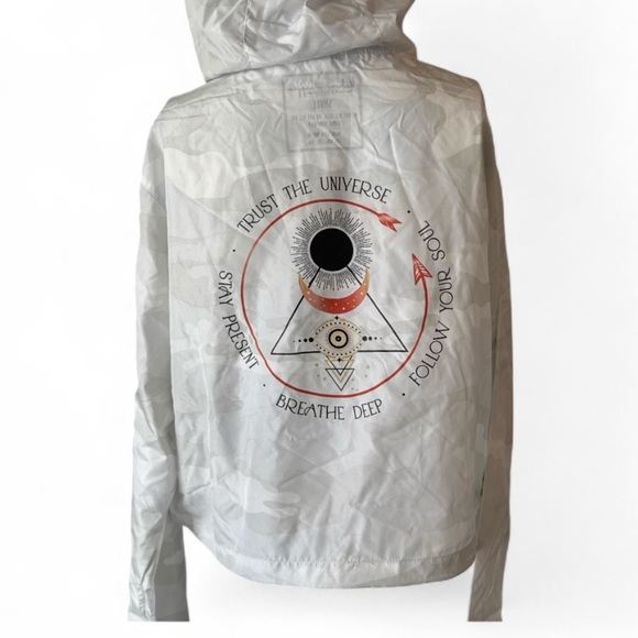 Undercover Hippie The Sun, The Moon & The Eye Cropped White Windbreaker Size S - Picture 7 of 14
